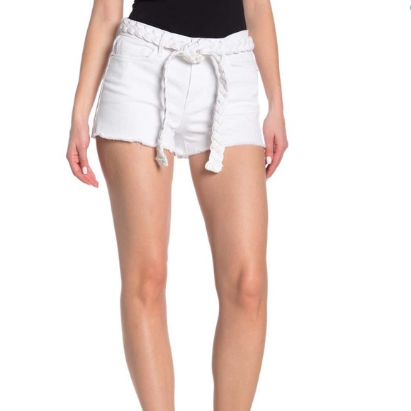 NEW • Frame • Braided Belt Cut Off Denim Shorts 24 - Picture 2 of 7